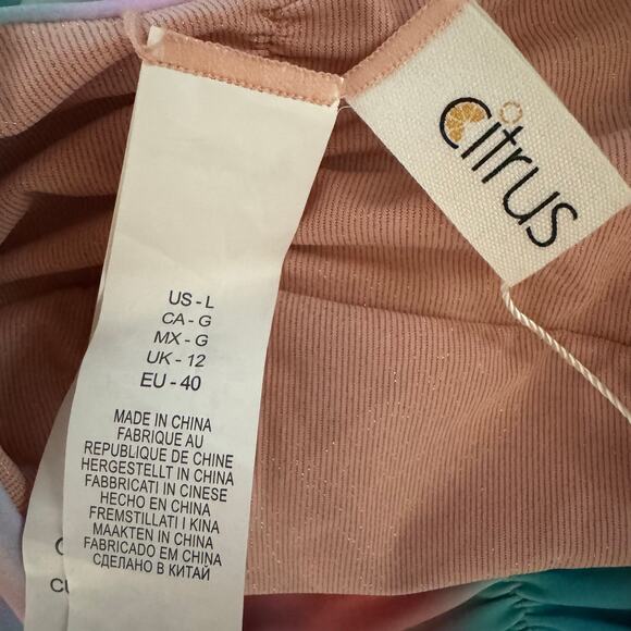 Citrus Shirred Reversible Booty Swim Shorts Pink Multicolor NWT Size Large - Picture 10 of 10